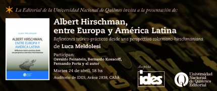 Presentacioacuten de Albert Hirschman entre Europa y Ameacuterica Latina
