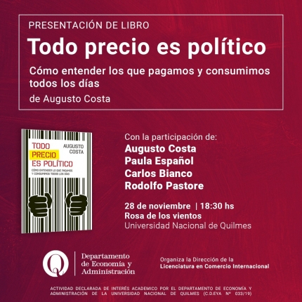 Augusto Costa presentaraacute su libro quotTodo precio es poliacuteticoquot