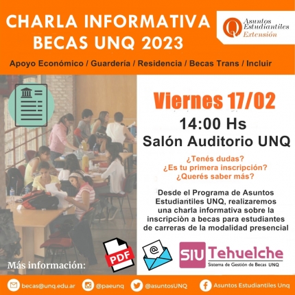 Charla informativa sobre becas UNQ 2023