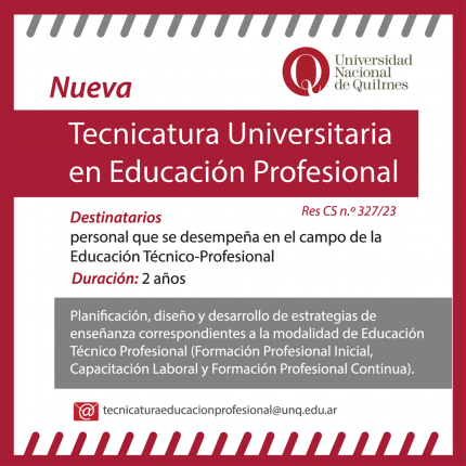 Nueva Tecnicatura Universitaria en Educacioacuten Profesional de la UNQ